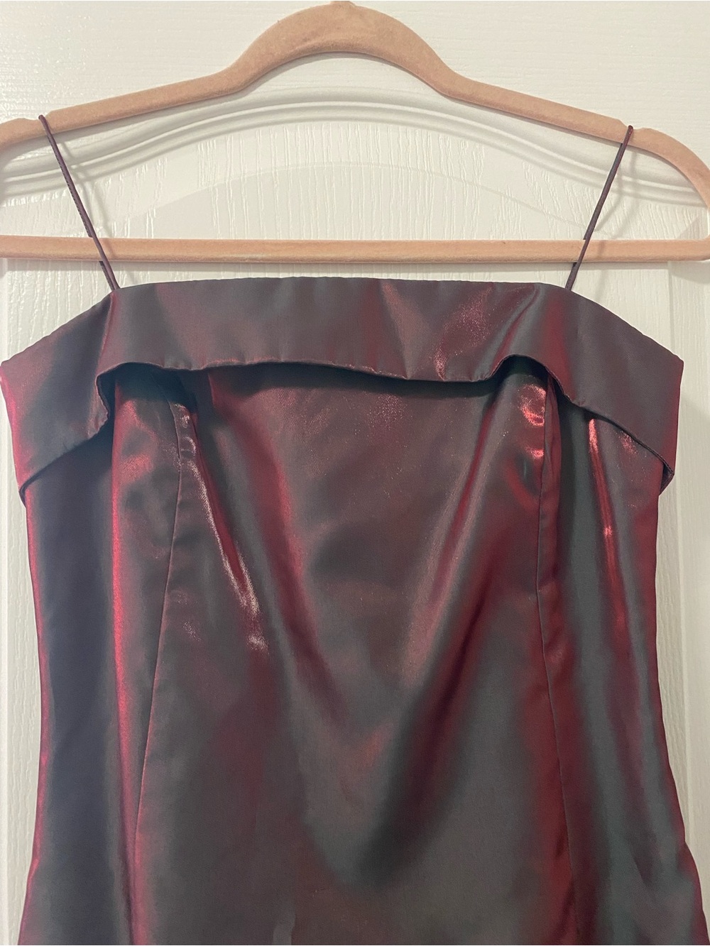 Vintage Y2K Burgandy Iridescent Liquid Satin Maxi Dress Goth Vampy Gown - Picture 4 of 12